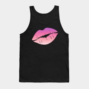 Pastel Pink Ombre Faux Glitter Lips Tank Top